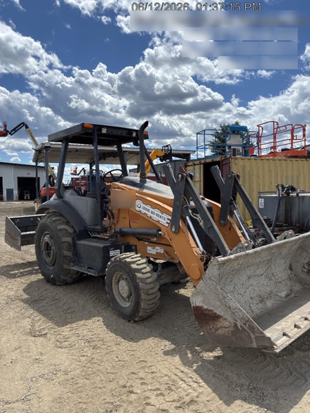 2019 Case 570N EP Canopy, 4WD, GP Front Bucket, Dual Tilt Cylinder, 84" Box Blade w/ Scarifier, Wheel Weights, Beacon