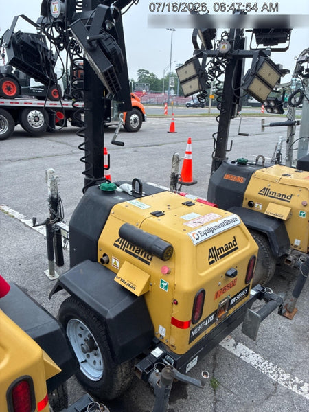 Allmand NLV3GR (4) LED Light Fixture 350W, 23' Vertical Mast, 3kW Prime, Towable, Deep Sea L401, Leveling Jacks, Yanmar T4F 5.8hp