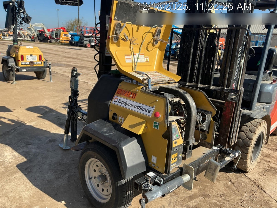 2022 Allmand NLV3GR (4) LED Light Fixture 350W, 23' Vertical Mast, 3kW Prime, Towable, Deep Sea L401, Leveling Jacks, Yanmar T4F 5.8hp