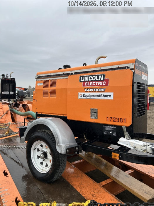 2021 Lincoln Electric Vantage 322 Vantage 322 Ready Pak 3 w/ Decals, ORANGE (includes trailer, cable rack, fender light kit) NO Telematics