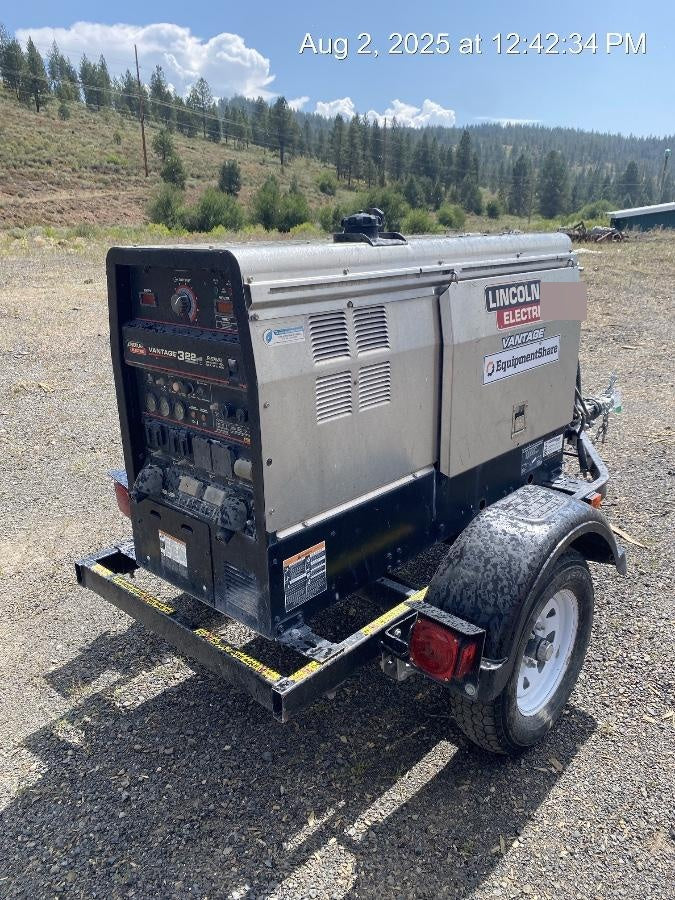 2019 Lincoln Electric Vantage 322 Ready-Pak 3, Two Wheel Trailer, Fender and Light Kit, Cable Rack