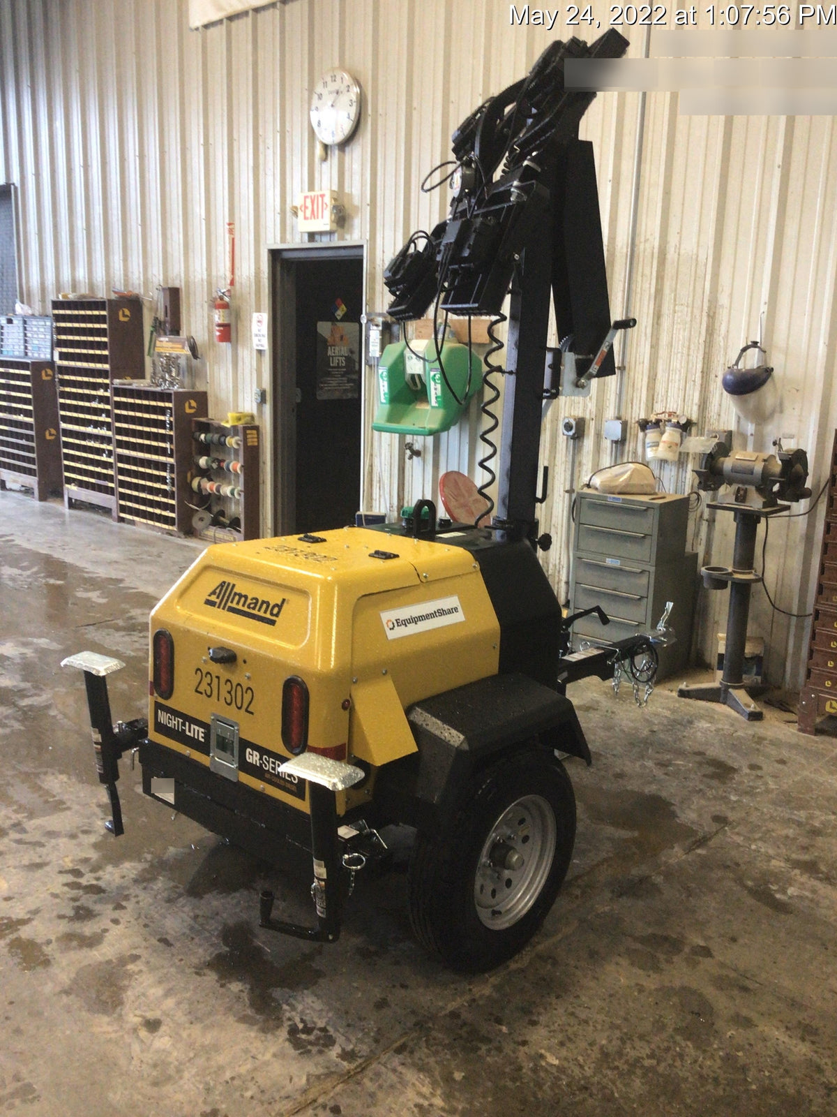 2022 Allmand NLV3GR (4) LED Light Fixture 350W, 23' Vertical Mast, 3kW Prime, Towable, Deep Sea L401, Leveling Jacks, Yanmar T4F 5.8hp