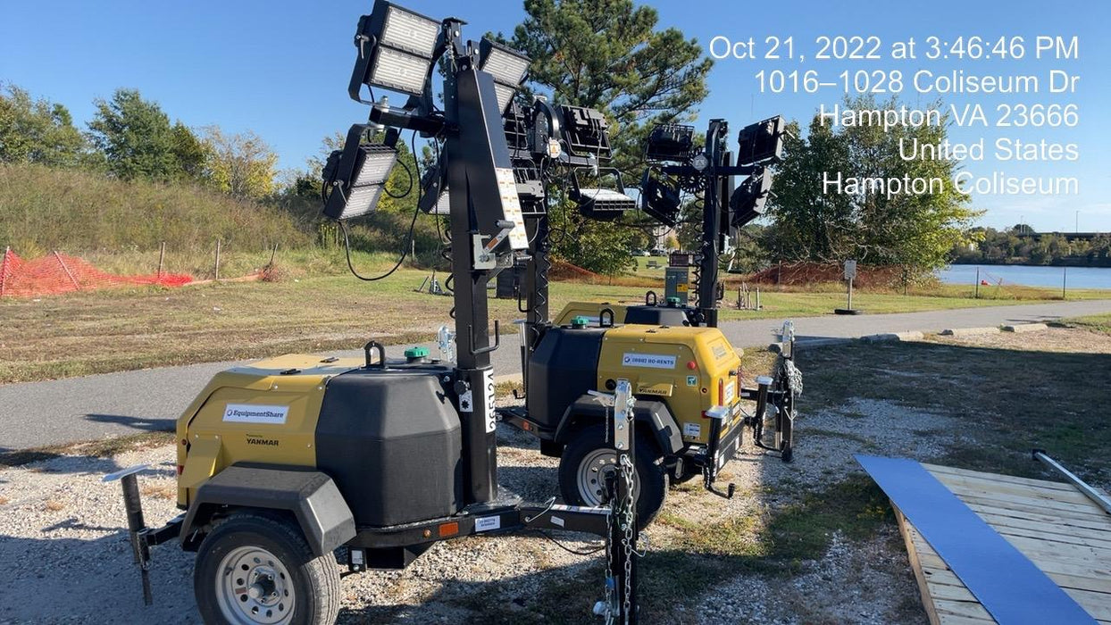 2022 Allmand NLV3GR (4) LED Light Fixture 350W, 23' Vertical Mast, 3kW Prime, Towable, ES Decals, T3