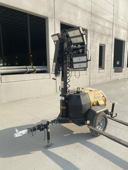 2022 Allmand NLV3GR (4) LED Light Fixture 350W, 23' Vertical Mast, 3kW Prime, Towable, Deep Sea L401, Leveling Jacks, Yanmar T4F 5.8hp