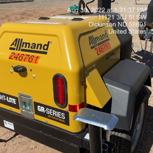 2022 Allmand NLV3GR (4) LED Light Fixture 350W, 23' Vertical Mast, 3kW Prime, Towable, ES Decals, T3