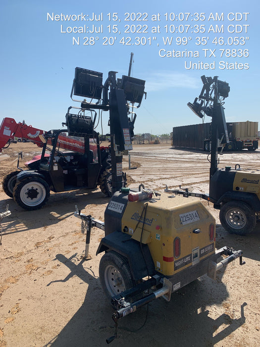 2022 Allmand NLV3GR (4) LED Light Fixture 350W, 23' Vertical Mast, 3kW Prime, Towable, Deep Sea L401, Leveling Jacks, Yanmar T4F 5.8hp