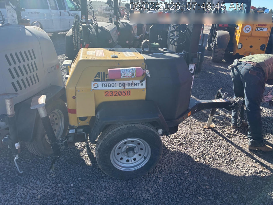 2022 Allmand NLV3GR (4) LED Light Fixture 350W, 23' Vertical Mast, 3kW Prime, Towable, Deep Sea L401, Leveling Jacks, Yanmar T4F 5.8hp