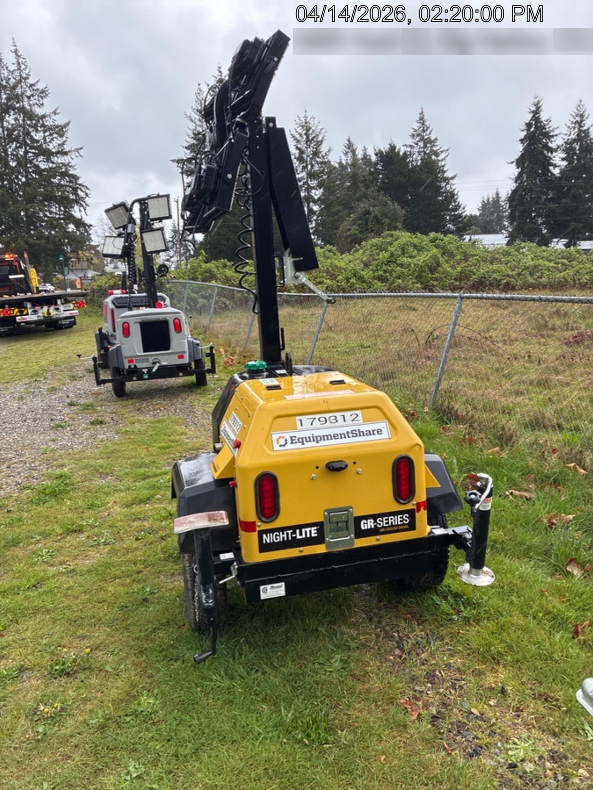Allmand NLV3GR (4) LED Light Fixture 350W, 23' Vertical Mast, 3kW Prime, Towable, Deep Sea L401, Leveling Jacks, Yanmar T4F 5.8hp