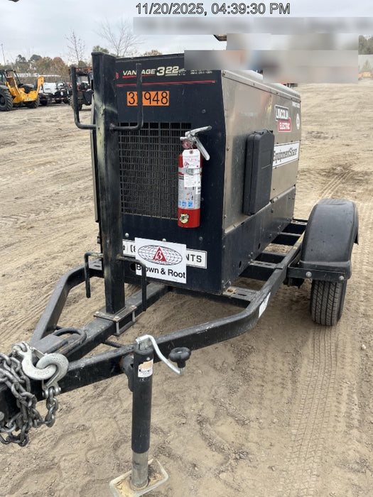 2019 Lincoln Electric Vantage 322 Welder Ready-Pak 3, Two wheel trailer, Fender and Light kit, Cable Rack