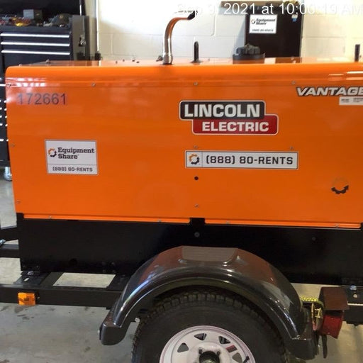 2021 Lincoln Electric Vantage 322 Vantage 322 Ready Pak 3 w/ Decals, ORANGE (includes trailer, cable rack, fender light kit) NO Telematics