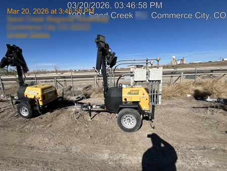 2022 Allmand NLV3GR (4) LED Light Fixture 350W, 23' Vertical Mast, 3kW Prime, Towable, Deep Sea L401, Leveling Jacks, Yanmar T4F 5.8hp