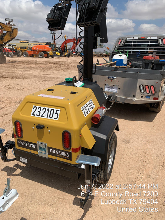 2022 Allmand NLV3GR (4) LED Light Fixture 350W, 23' Vertical Mast, 3kW Prime, Towable, Deep Sea L401, Leveling Jacks, Yanmar T4F 5.8hp