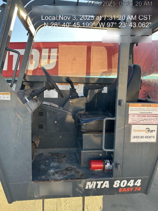 2019 Manitou MTA8044 Manitou MTA 8044 - 74 HP T4, Canopy, Worklights/Strobe, Beacon, 66" Carriage, 48" Forks, Solid Tires, Lift Hook, Aux Hydraulics