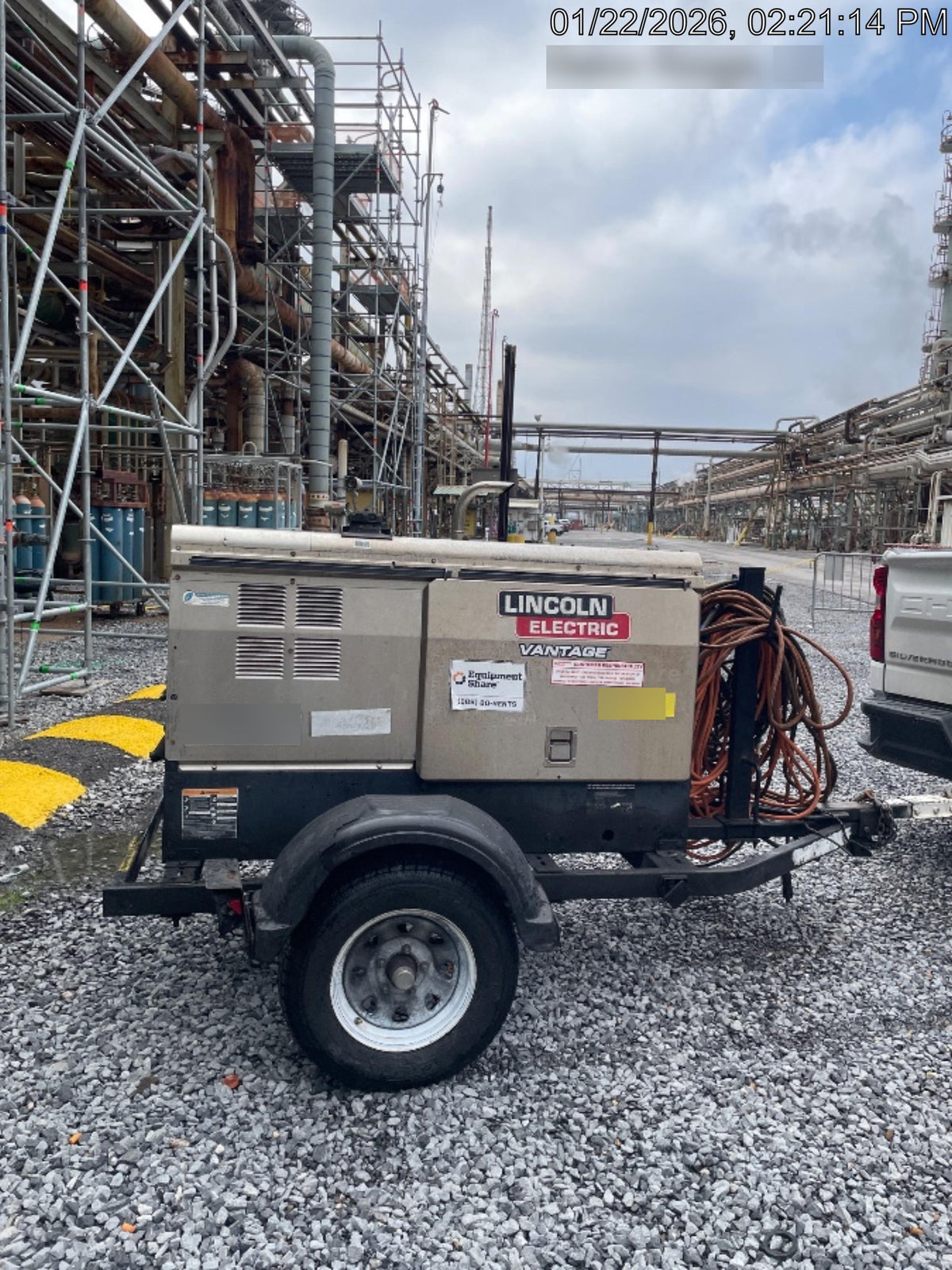 2019 Lincoln Vantage 322 Welder Ready-Pak 3, Two wheel trailer, Fender and Light kit, Cable Rack