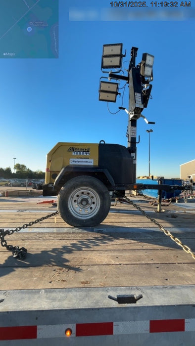 Allmand NLV3GR (4) LED Light Fixture 350W, 23' Vertical Mast, 3kW Prime, Towable, Deep Sea L401, Leveling Jacks, Yanmar T4F 5.8hp