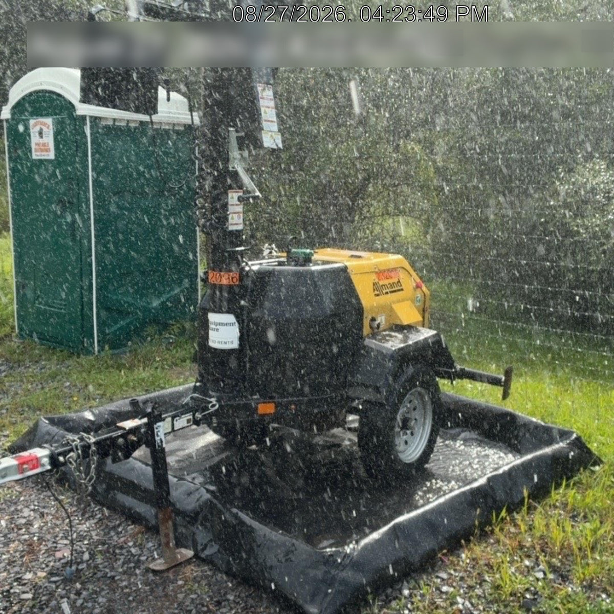2022 Allmand NLV3GR (4) LED Light Fixture 350W, 23' Vertical Mast, 3kW Prime, Towable, Deep Sea L401, Leveling Jacks, Yanmar T4F 5.8hp