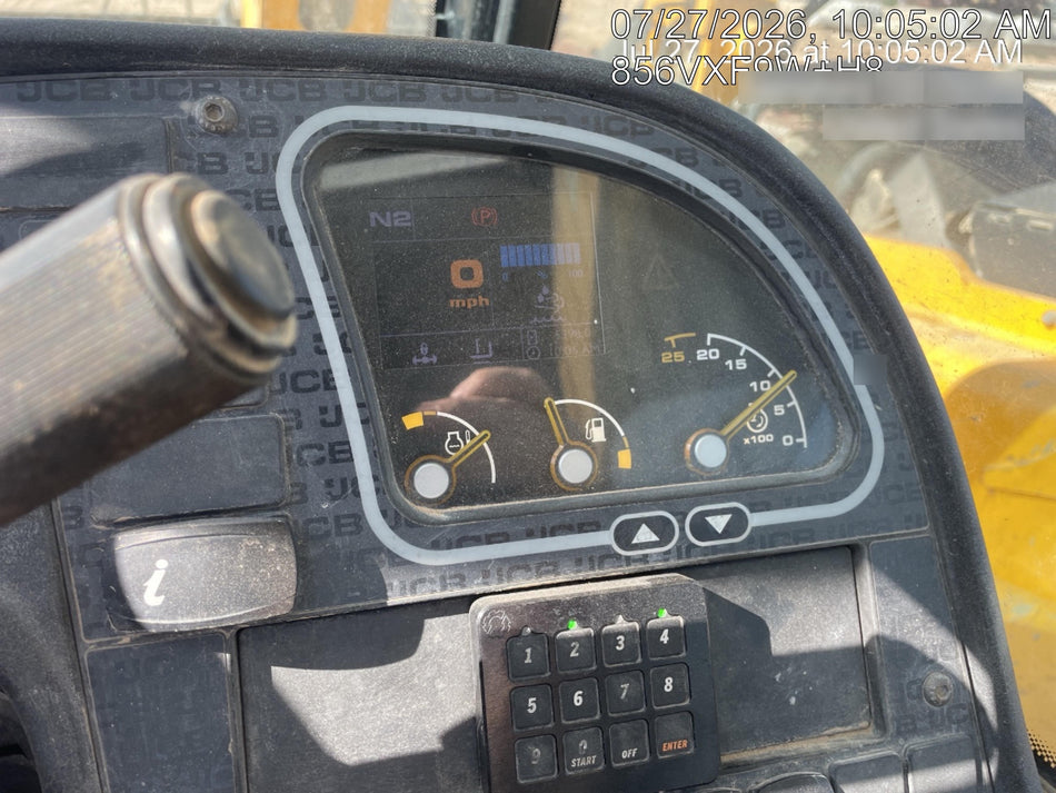 2019 JCB 512-56 109 HP w/CAB/HVAC, Beacon, Aux Hydraulics, Worklights, Solid Tires w/60" Carriage/Forks