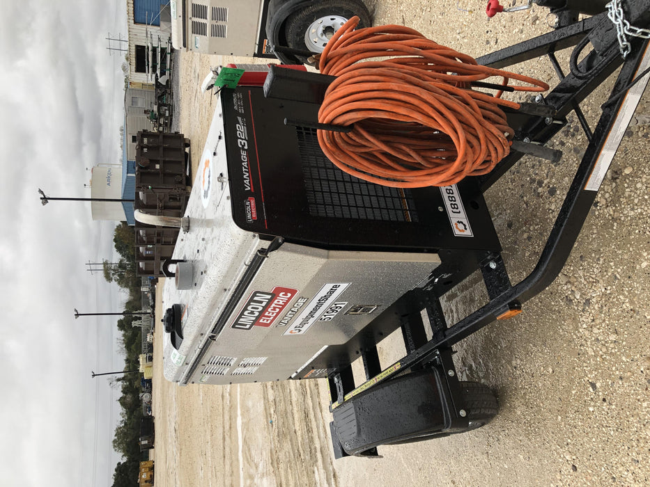 2019 Lincoln Electric Vantage 322 Welder Ready-Pak 3, Two wheel trailer, Fender and Light kit, Cable Rack