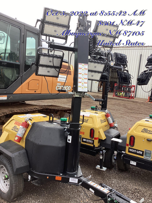 2022 Allmand NLV3GR (4) LED Light Fixture 350W, 23' Vertical Mast, 3kW Prime, Towable, ES Decals, T3