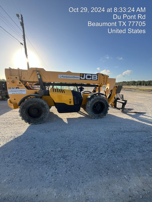 2019 JCB 512-56 Cab/Heat/Air74 HP, Solid Tires, STD Worklight, Beacon, Aux Hydraulics, Lifting Eye, Back up Alarm 60" Carriage, 60" Forks