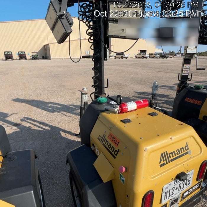 2022 Allmand NLV3GR (4) LED Light Fixture 350W, 23' Vertical Mast, 3kW Prime, Towable, Deep Sea L401, Leveling Jacks, Yanmar T4F 5.8hp