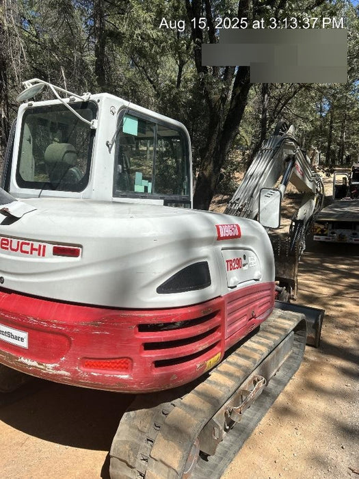 2019 Takeuchi TB290 Cab/Heat/AC Rubber tracks, Dozer blade, Travel alarm, Auxiliary hydraulics Manual QC, Hydraulic thumb, 18", 24", and 36" Buckets