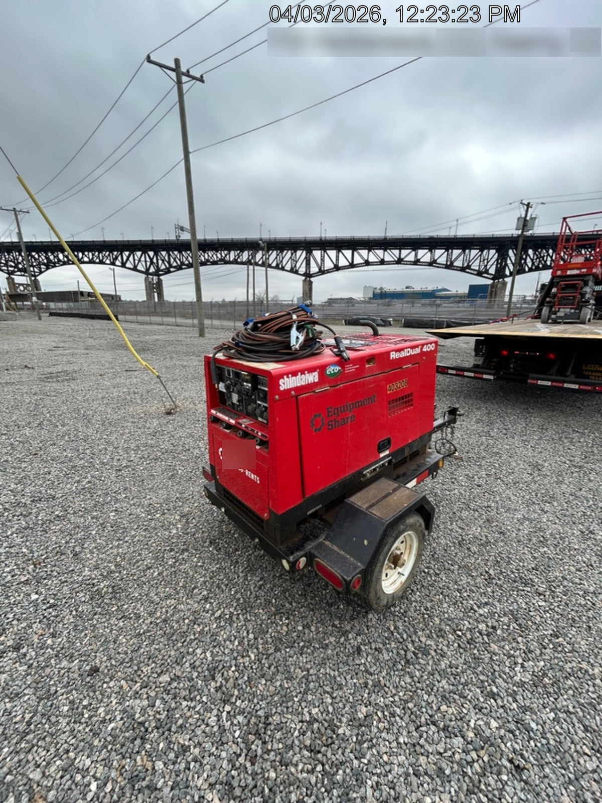 2024 Shindaiwa DGW400MDL Kubota D902 Engine, 23 HP, Dual Op Welder, Wire, Arc, Droop Stick, Tig, and CC Stick Functionality, Simulphase, 3 Phase and 1 Phase Gen Output, Single Axle NB Trlr, Slr Trckl Chrg 12V 12W, Fire Ext