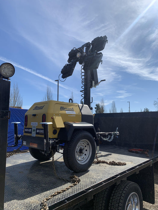 2022 Allmand NLV3GR (4) LED Light Fixture 350W, 23' Vertical Mast, 3kW Prime, Towable, Deep Sea L401, Leveling Jacks, Yanmar T4F 5.8hp