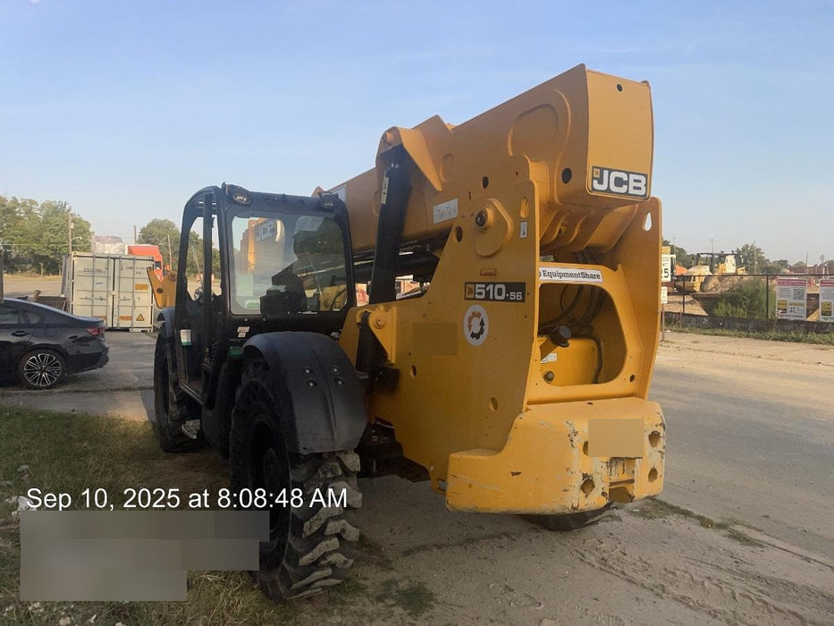 2019 JCB 510-56 Canopy, 74 HP, Solid Tires, STD Worklight, Beacon, Aux Hydraulics, Lifting Eye, Back up Alarm w/66" Carriage/60" Forks