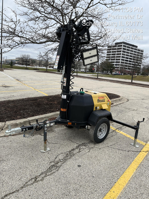 2022 Allmand NLV3GR (4) LED Light Fixture 350W, 23' Vertical Mast, 3kW Prime, Towable, Deep Sea L401, Leveling Jacks, Yanmar T4F 5.8hp