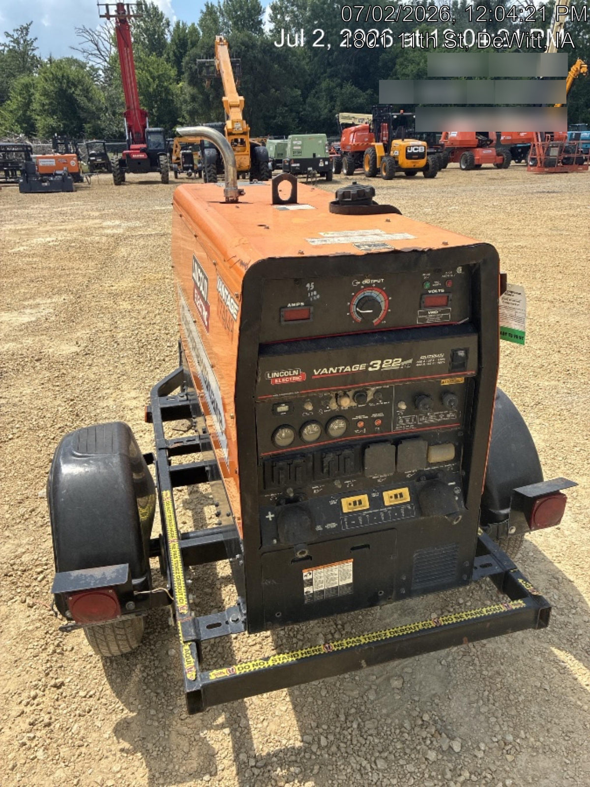 2021 Lincoln Electric Vantage 322 Vantage 322 Ready Pak 3 w/ Decals, ORANGE (includes trailer, cable rack, fender light kit) NO Telematics