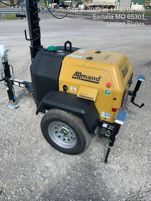 2022 Allmand NLV3GR (4) LED Light Fixture 350W, 23' Vertical Mast, 3kW Prime, Towable, ES Decals, T3