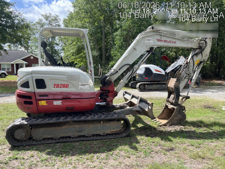 2019 Takeuchi TB260 Canopy, Standard Blade, Auxiliary hydraulics Manual QC, Hydraulic thumb, 12" ,18", 24" Bucket