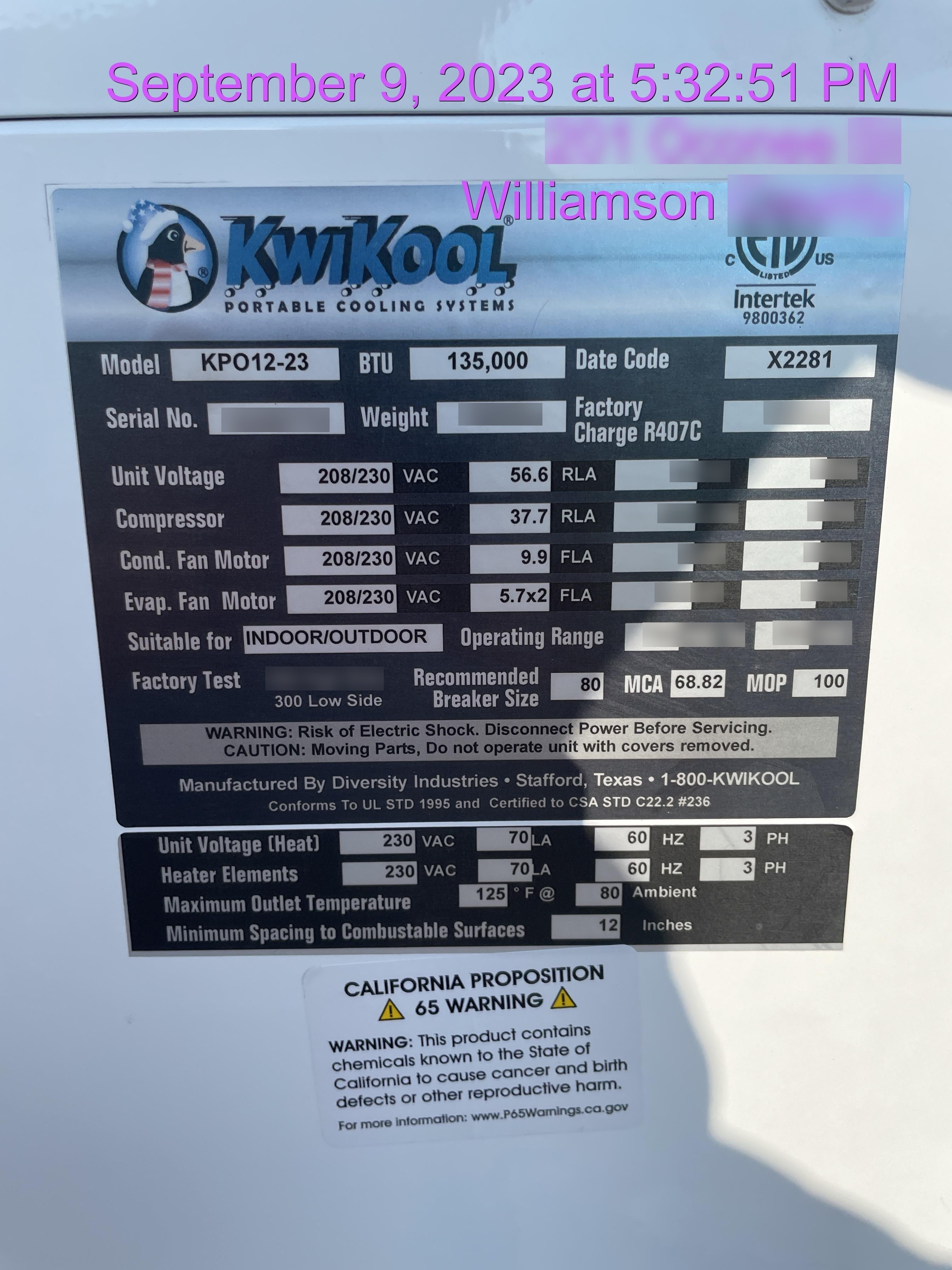 2023 KWIKOOL KPO12-23H