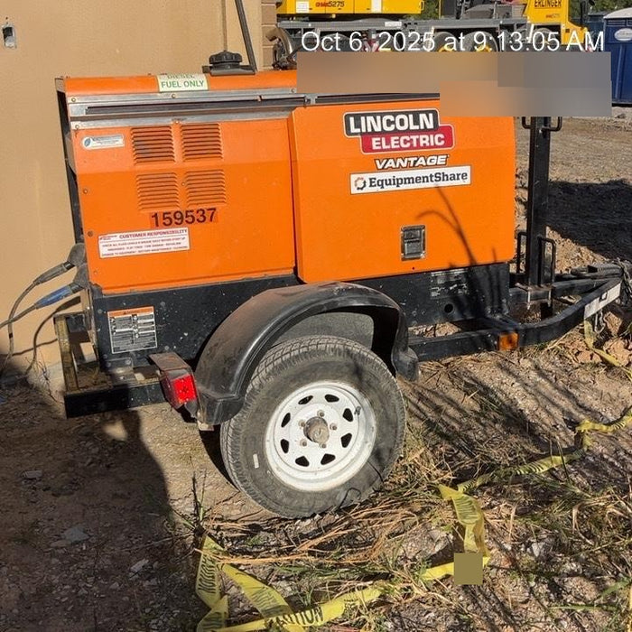2021 Lincoln Electric Vantage 322 Vantage 322 Ready Pak 3 w/ Decals, ORANGE (includes trailer, cable rack, fender light kit) NO Telematics
