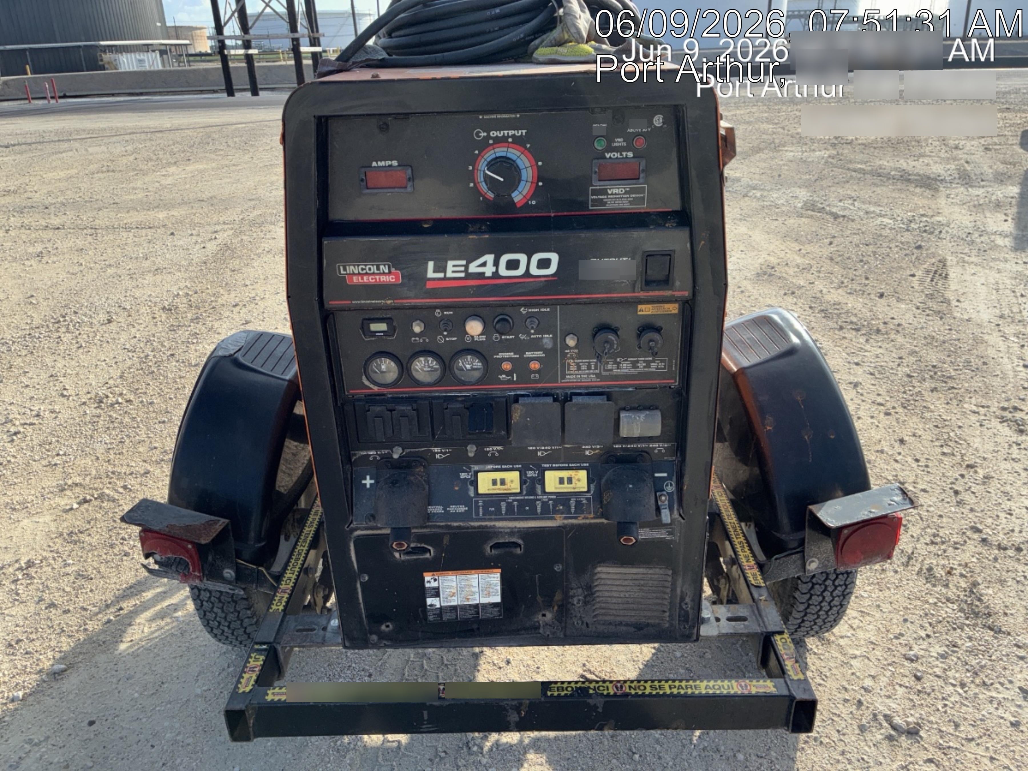 2019 Lincoln Electric Vantage 322 Ready-Pak 3, Two Wheel Trailer, Fender and Light Kit, Cable Rack