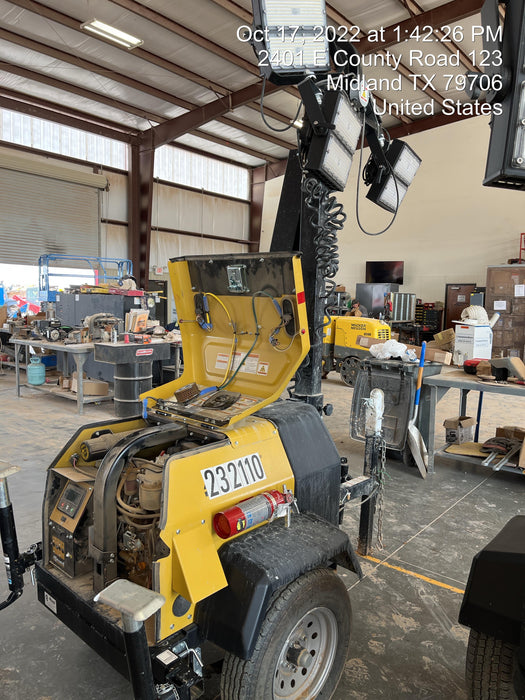 2022 Allmand NLV3GR (4) LED Light Fixture 350W, 23' Vertical Mast, 3kW Prime, Towable, Deep Sea L401, Leveling Jacks, Yanmar T4F 5.8hp