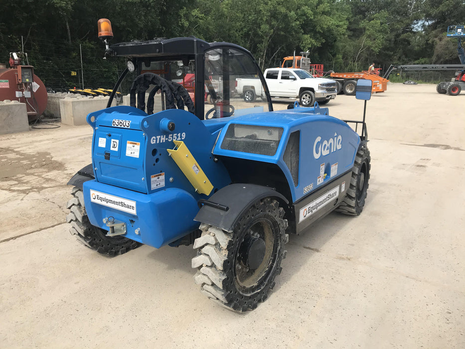 2020 Genie GTH-5519 Cab/Heat/Air, Solid Tires, Work Lights, Beacon, Aux Hydraulics, Back up Alarm w/48" Carriage, 48" Forks