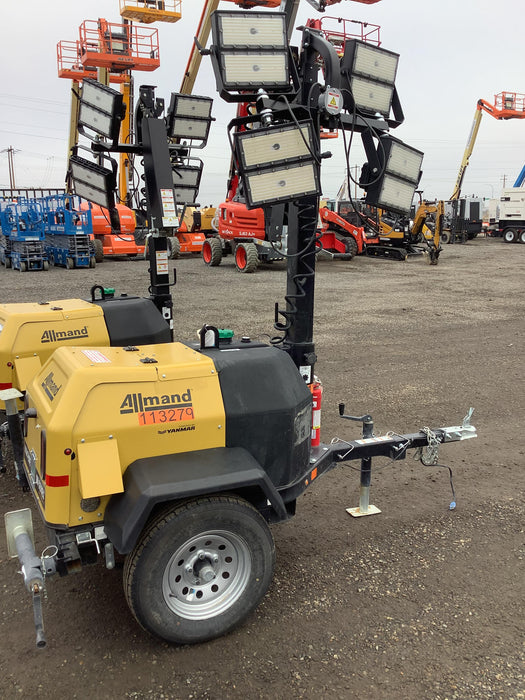 2020 Allmand NLV3GR (4) LED Light Fixture 350W, 23' Vertical Mast, 3kW Prime, Towable, Deep Sea L401, Leveling Jacks, Yanmar T4F 5.8hp