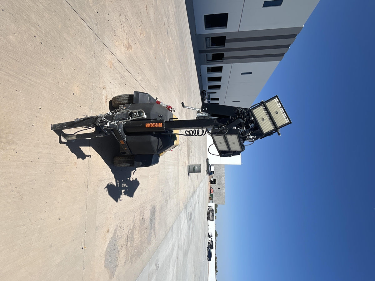 Allmand NLV3GR (4) LED Light Fixture 350W, 23' Vertical Mast, 3kW Prime, Towable, Deep Sea L401, Leveling Jacks, Yanmar T4F 5.8hp