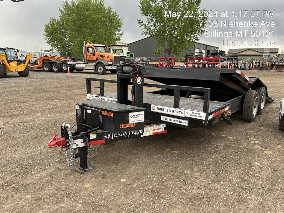 2024 TEXAS PRIDE TRAILERS 21' Lowboy Gravity Tilt Bed 14K Bumper Pull Trailer