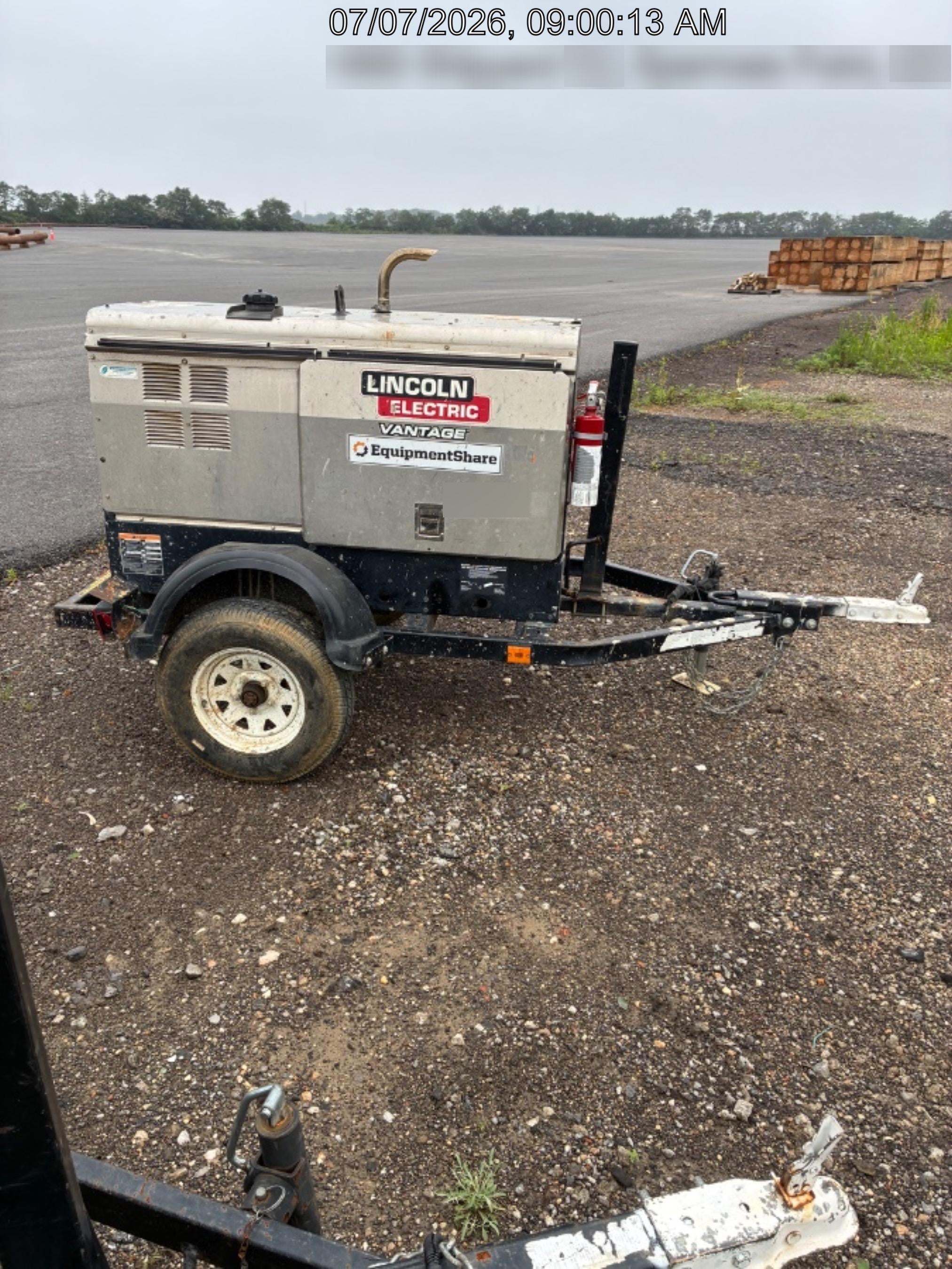 2019 Lincoln Electric Vantage 322 Ready-Pak 3, Two Wheel Trailer, Fender and Light Kit, Cable Rack