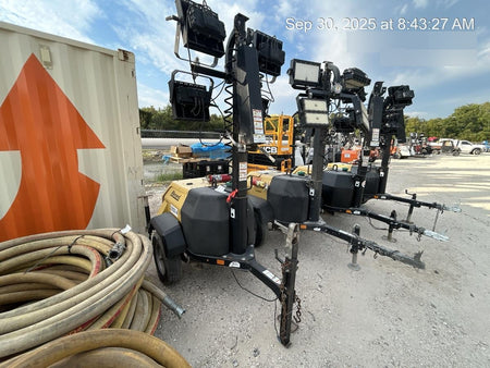 2022 Allmand NLV3GR (4) LED Light Fixture 350W, 23' Vertical Mast, 3kW Prime, Towable, Deep Sea L401, Leveling Jacks, Yanmar T4F 5.8hp