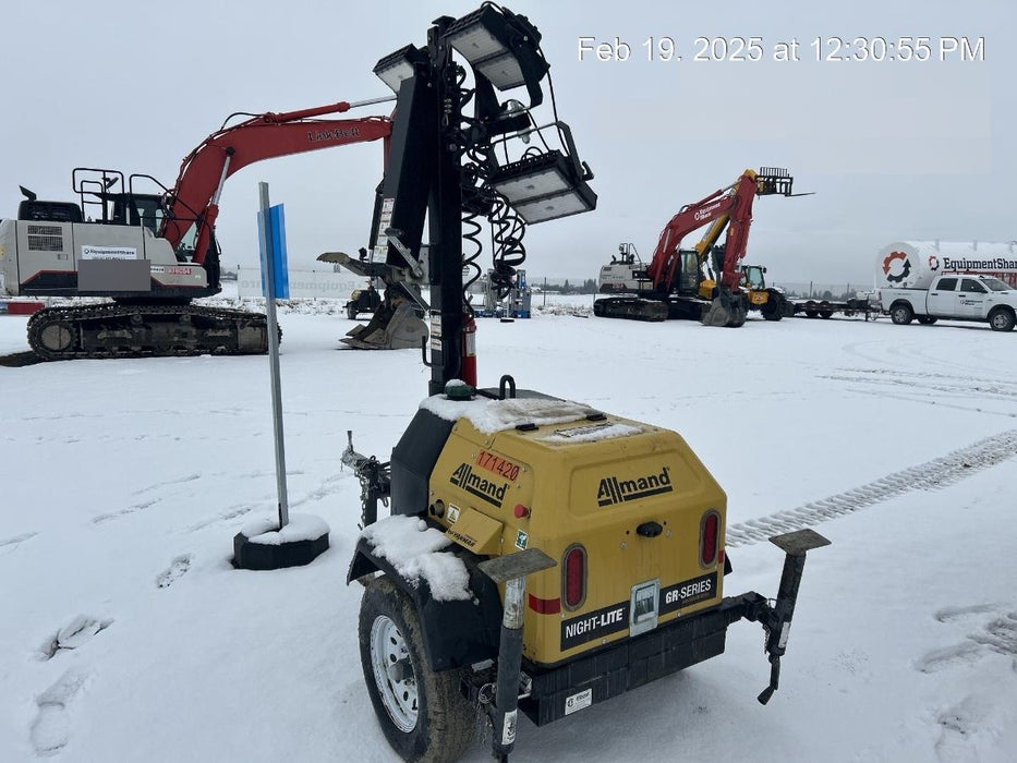 2021 Allmand NLV3GR (4) LED Light Fixture 350W, 23' Vertical Mast, 3kW Prime, Towable, Deep Sea L401, Leveling Jacks, Yanmar T4F 5.8hp