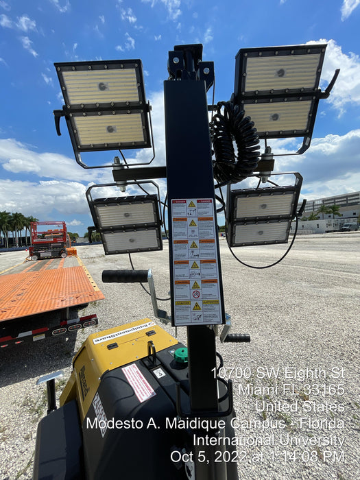 2022 Allmand NLV3GR (4) LED Light Fixture 350W, 23' Vertical Mast, 3kW Prime, Towable, ES Decals, T3