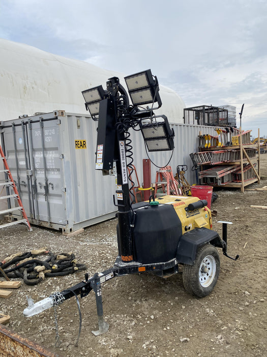 2021 Allmand NLV3GR (4) LED Light Fixture 350W, 23' Vertical Mast, 3kW Prime, Towable, Deep Sea L401, Leveling Jacks, Yanmar T4F 5.8hp