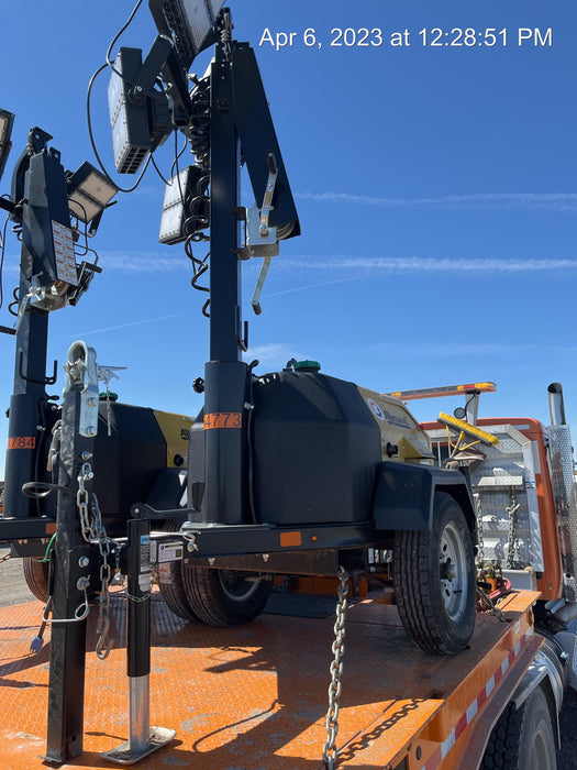 2022 Allmand NLV3GR (4) LED Light Fixture 350W, 23' Vertical Mast, 3kW Prime, Towable, ES Decals, T3