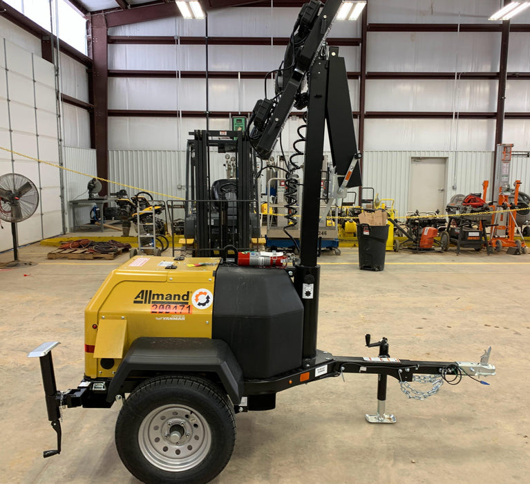 2022 Allmand NLV3GR (4) LED Light Fixture 350W, 23' Vertical Mast, 3kW Prime, Towable, Deep Sea L401, Leveling Jacks, Yanmar T4F 5.8hp