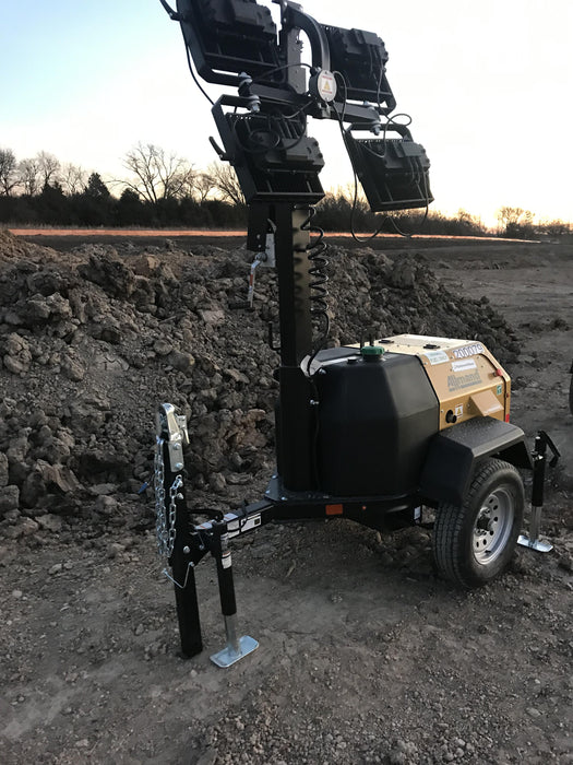 2022 Allmand NLV3GR (4) LED Light Fixture 350W, 23' Vertical Mast, 3kW Prime, Towable, Deep Sea L401, Leveling Jacks, Yanmar T4F 5.8hp