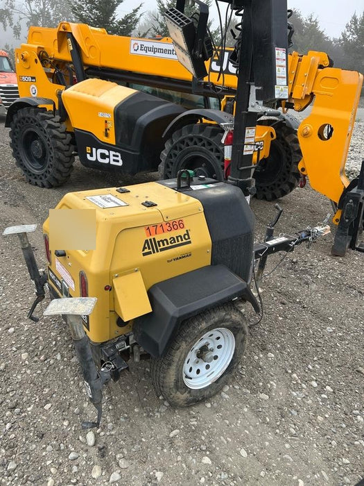 2021 Allmand NLV3GR (4) LED Light Fixture 350W, 23' Vertical Mast, 3kW Prime, Towable, Deep Sea L401, Leveling Jacks, Yanmar T4F 5.8hp